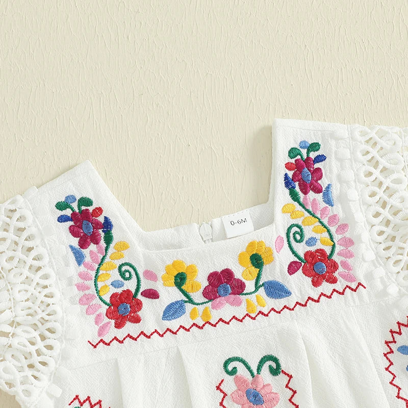 Baby Girl Floral Preciosa Embroidery Square Neck Dress