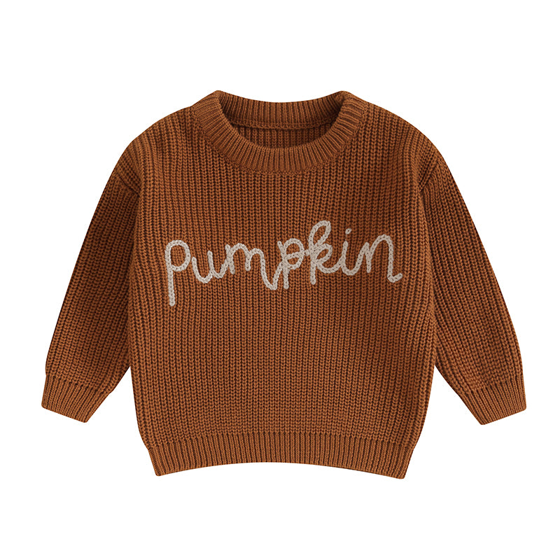 Halloween / Autumn Baby Long Sleeve Embroidered Pumpkin Knit Sweater