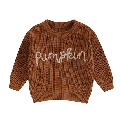 Halloween / Autumn Baby Long Sleeve Embroidered Pumpkin Knit Sweater
