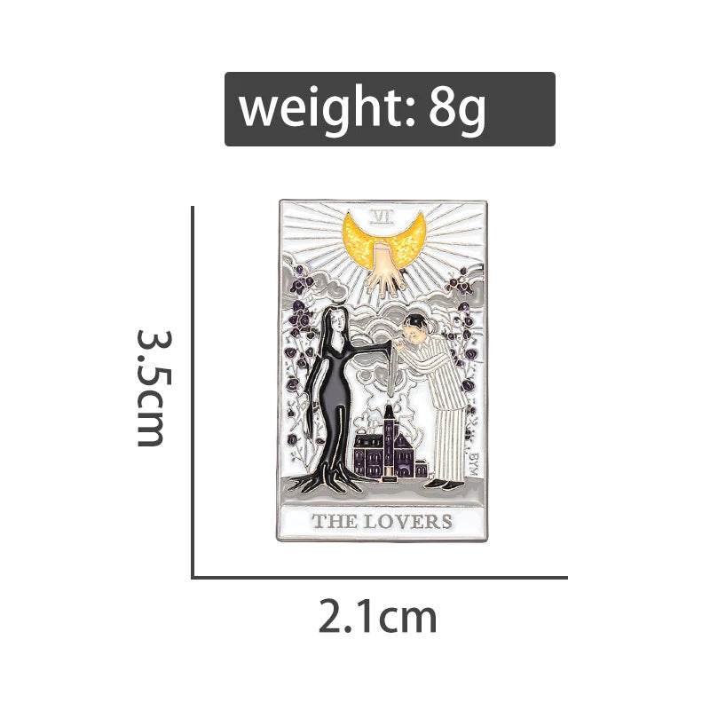 "Morticia and Gomez Addams THE LOVERS Tarot Card" Enamel Pin