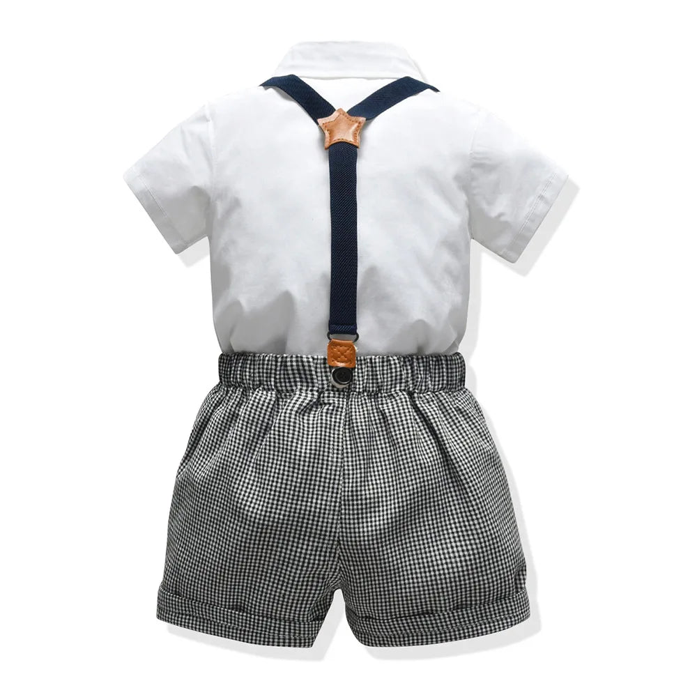 Baby Boy / Toddler Formal Plaid 4 PC Short-Sleeved Shorts Suit