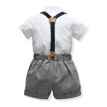 Baby Boy / Toddler Formal Plaid 4 PC Short-Sleeved Shorts Suit