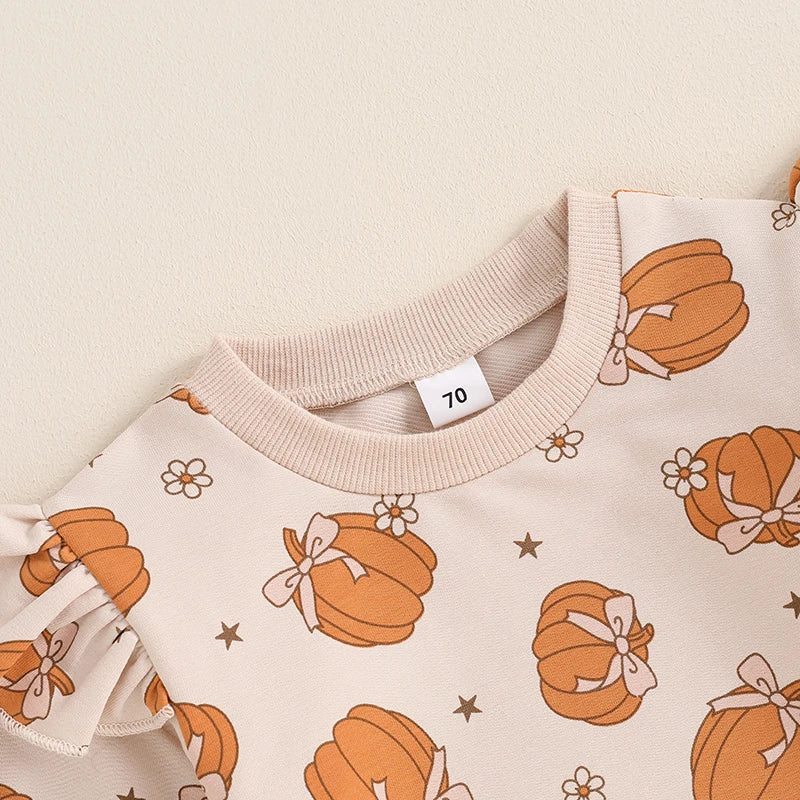 Pumpkin Princess Toddler Girls Long Sleeve Sweatshirt with Matching Pants Set