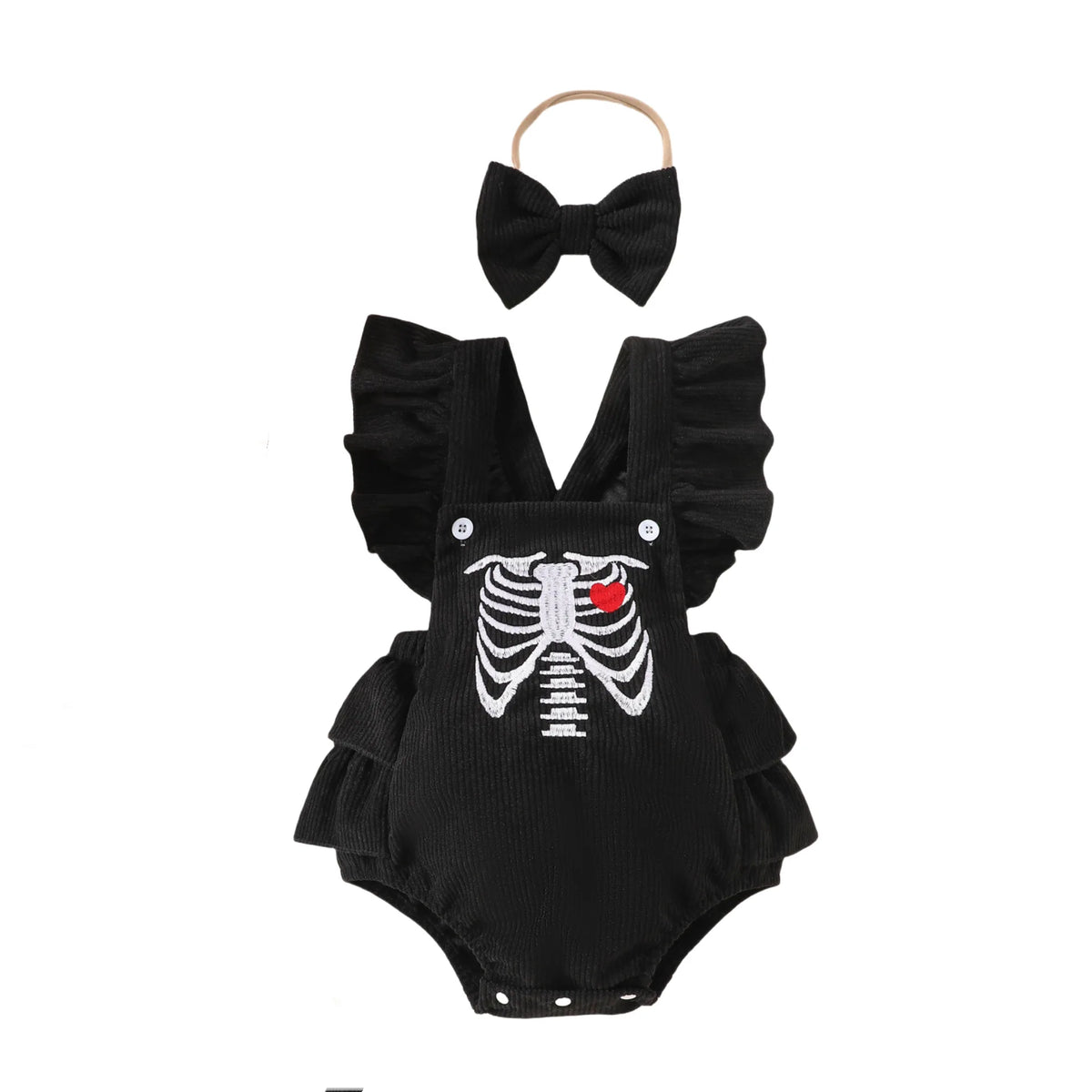 Baby Girl Halloween Corduroy Jumpsuit with matching  Headband