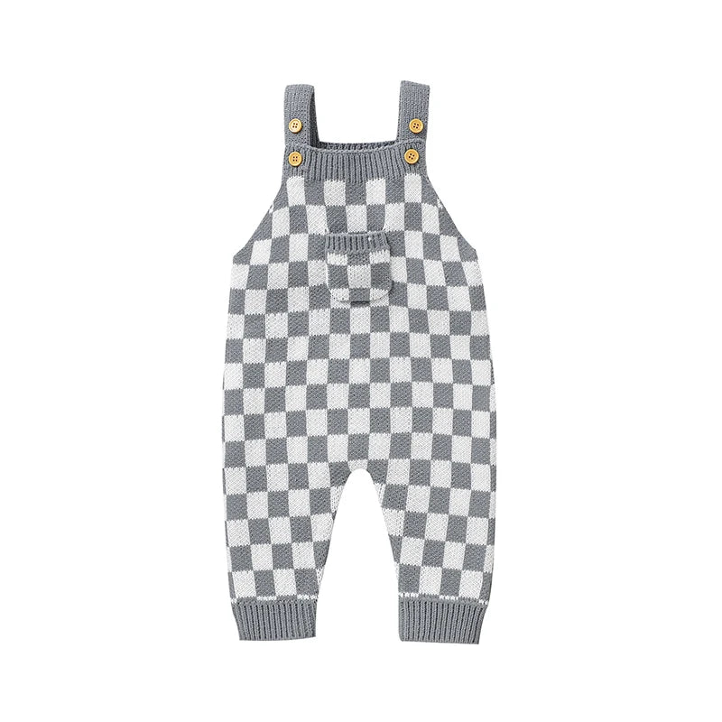 Baby Checkered Overall Knitted Jumpsuit