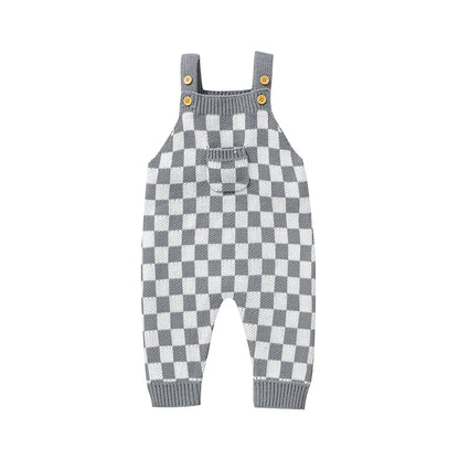 Baby Checkered Overall Knitted Jumpsuit