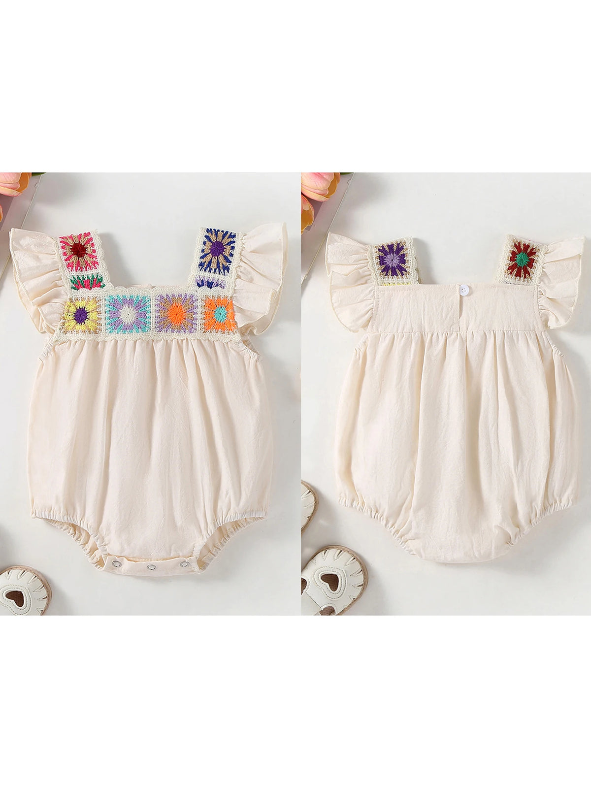 Baby Girl Colorful Sunburst Crochet Onesie