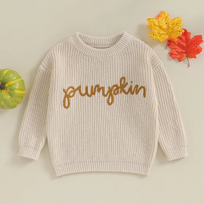 Halloween / Autumn Baby Long Sleeve Embroidered Pumpkin Knit Sweater