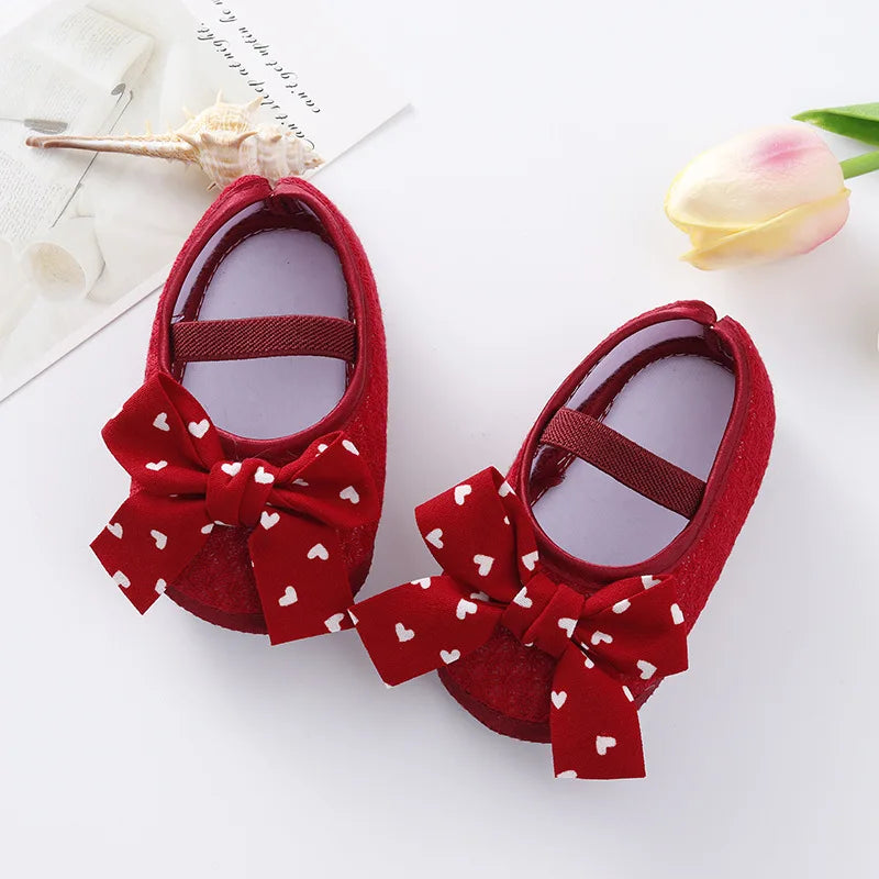 Baby / Newborn Girls Retro Bow Flats