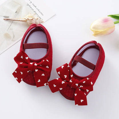 Baby / Newborn Girls Retro Bow Flats
