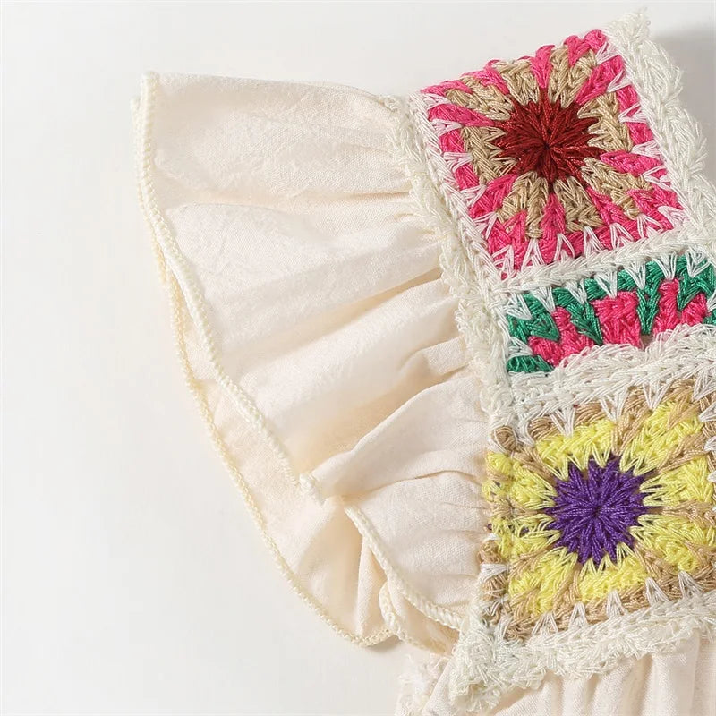 Baby Girl Colorful Sunburst Crochet Onesie