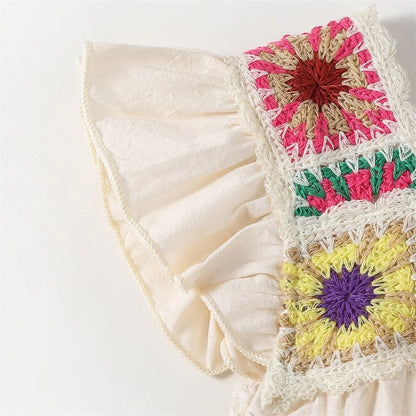 Baby Girl Colorful Sunburst Crochet Onesie