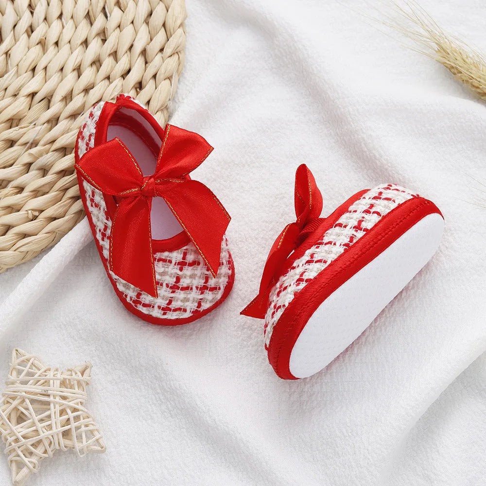 Baby / Newborn Girls Retro Bow Flats