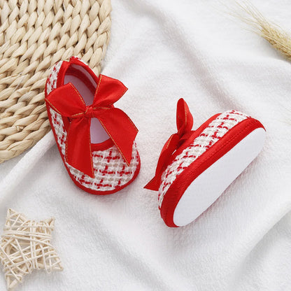 Baby / Newborn Girls Retro Bow Flats