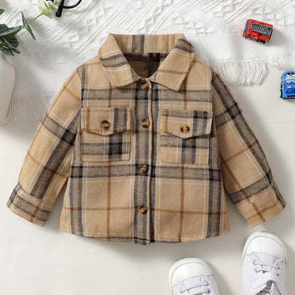 Baby Boy Long Sleeved Checkered Flannel Button Up