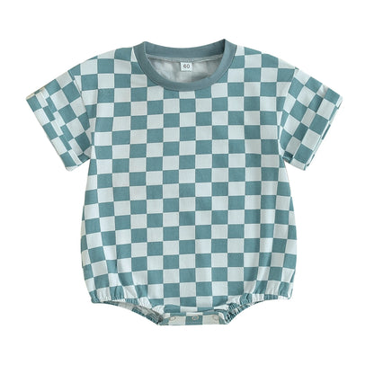 Baby Checkered Short Sleeve Onesie Unisex
