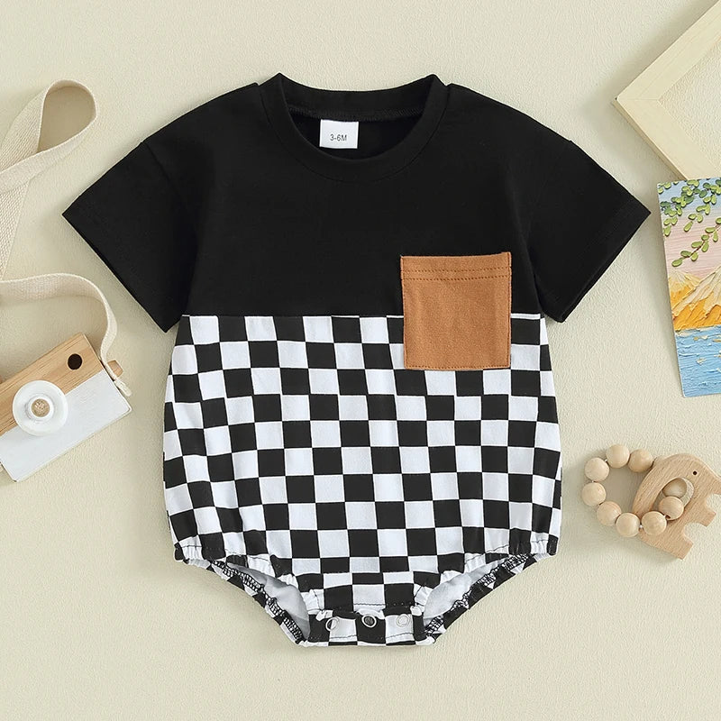Baby Boy Checkered Print Bodysuit