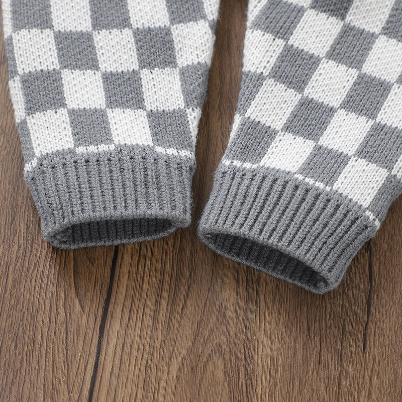 Baby Checkered Overall Knitted Jumpsuit