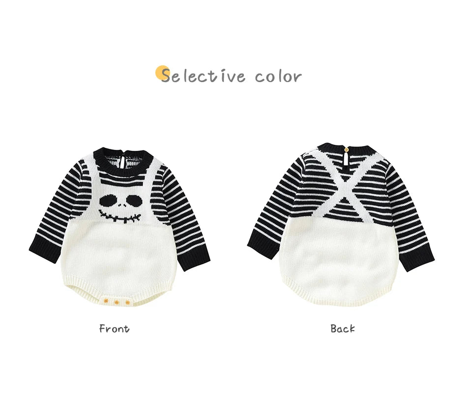 Halloween Baby Skellington Knitted Long Sleeve Onesie