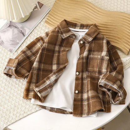 Toddler / Youth Long Sleeved Flannel Button Up Shirt