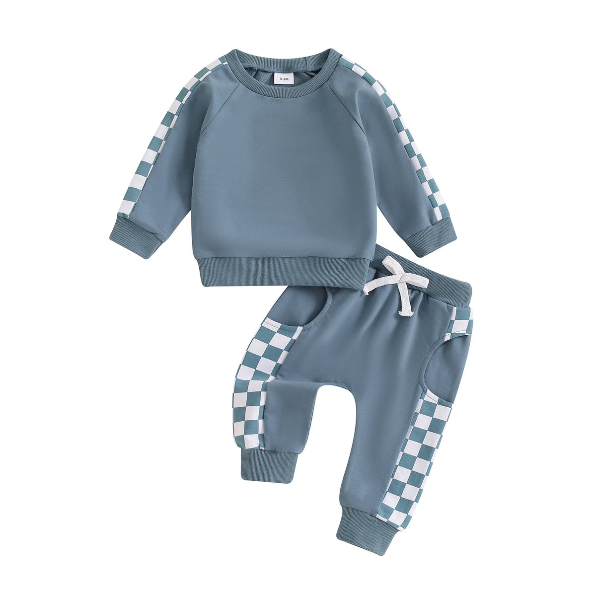 Checkered Print Sweatshirt and Matching Sweatpants