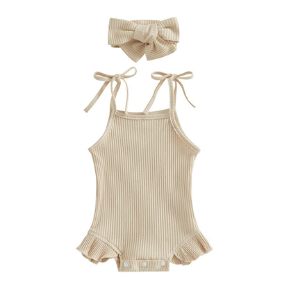 Baby Girl Sweet Summer Vintage Inspired Ribbed Romper