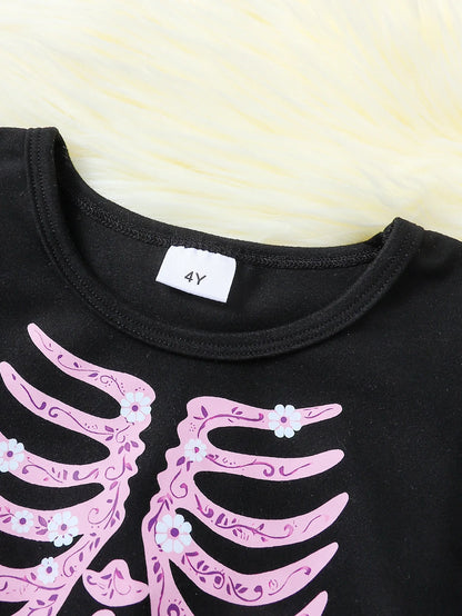 Halloween Girls Purple Skeleton Mesh Party Dress