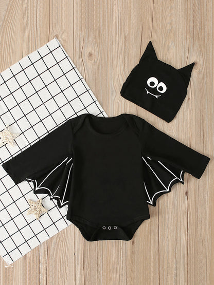 Halloween Baby Bat Long-sleeved Onesie or Jumpsuit w Bat Hat