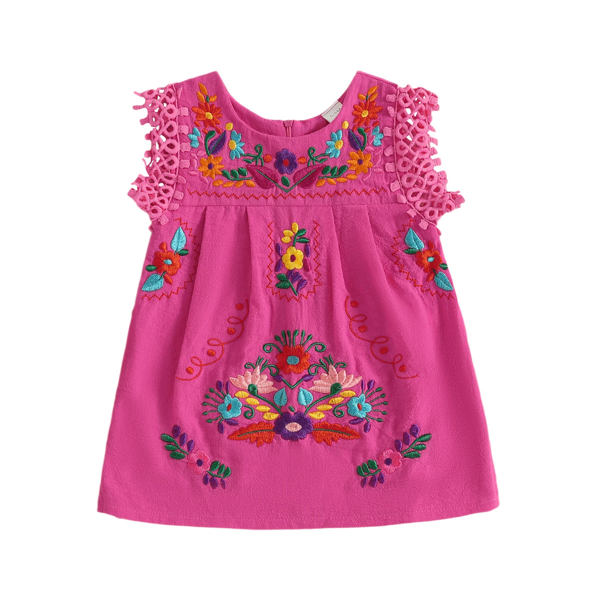 Baby Girls Floral Embroidery Lace Sleeveless Dress
