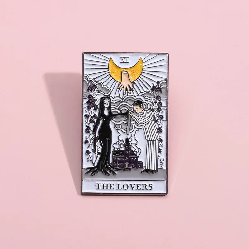 "Morticia and Gomez Addams THE LOVERS Tarot Card" Enamel Pin