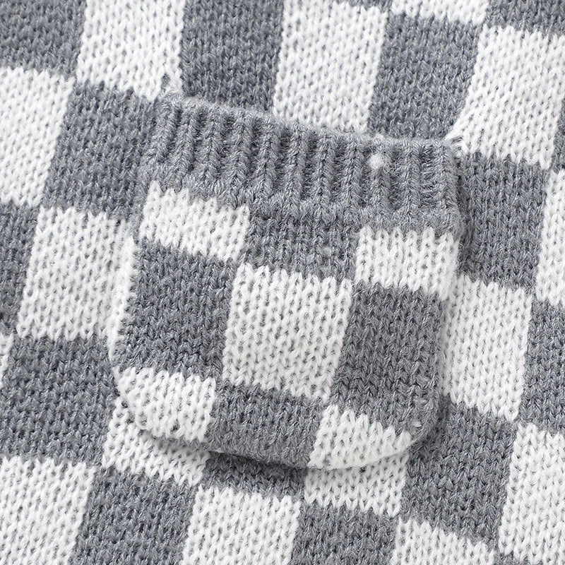 Baby Checkered Overall Knitted Jumpsuit