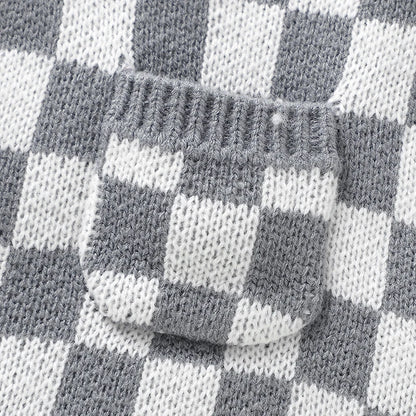 Baby Checkered Overall Knitted Jumpsuit