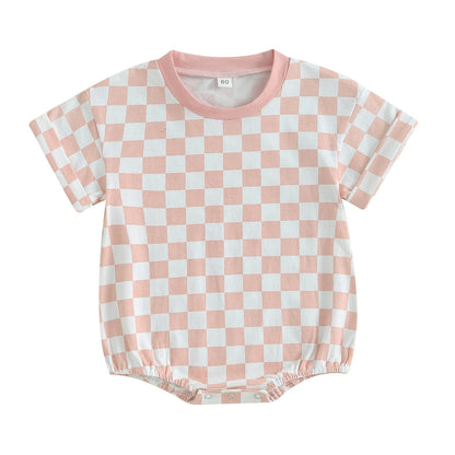 Baby Checkered Short Sleeve Onesie Unisex