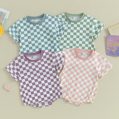 Baby Checkered Short Sleeve Onesie Unisex
