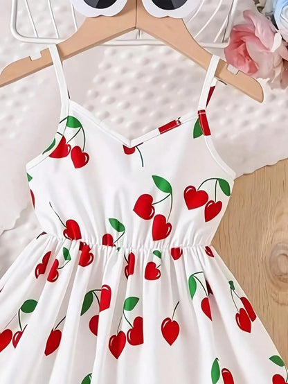 Girls / Youth Summer Cherry Heart Print Dress
