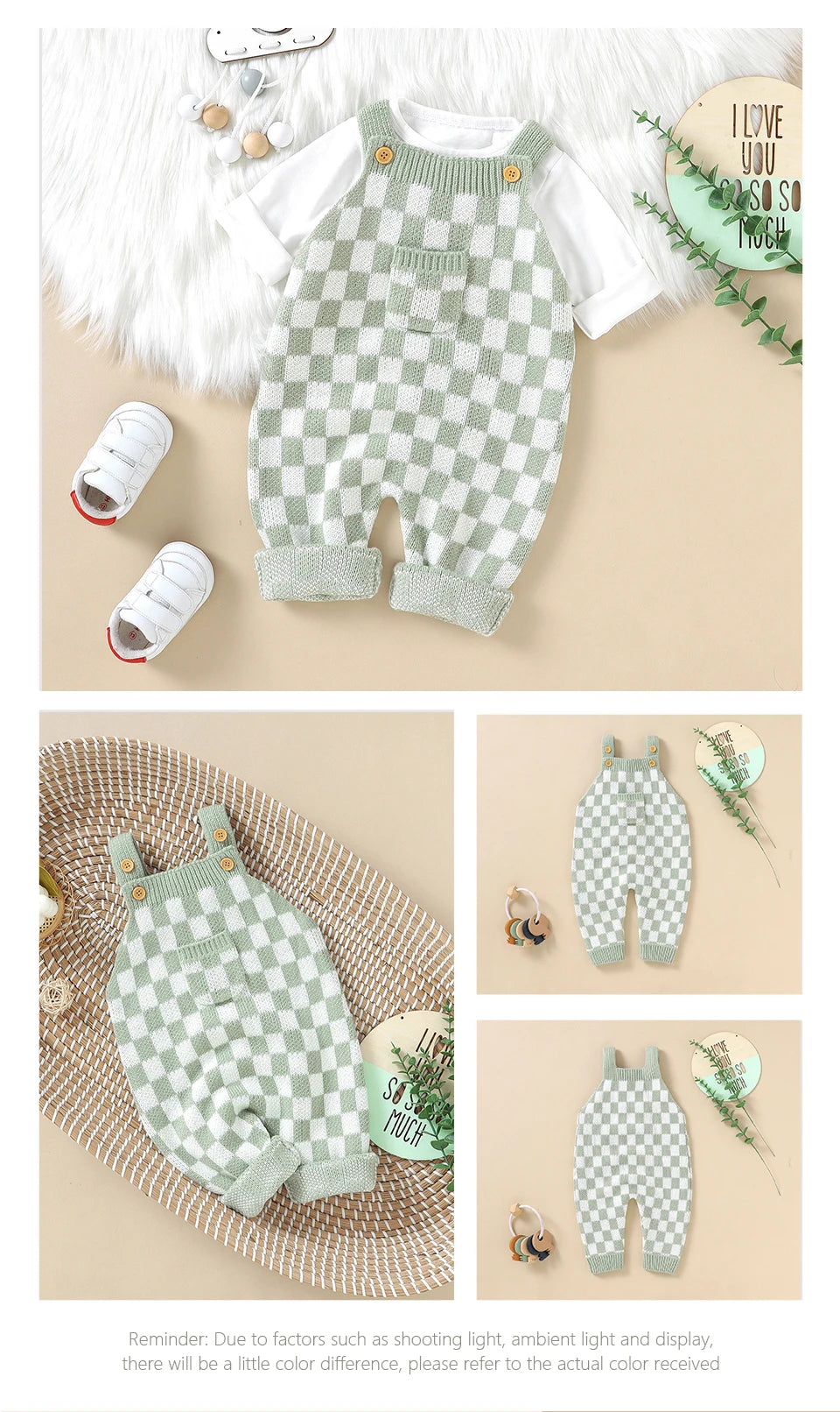 Baby Checkered Overall Knitted Jumpsuit