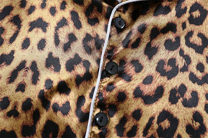 Girls / Toddler Leopard Print Satin 2 Piece Shorts Set Pajamas