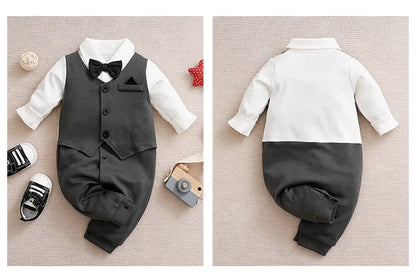 Little Gentleman Baby Boy Bow tie One-Piece Suit