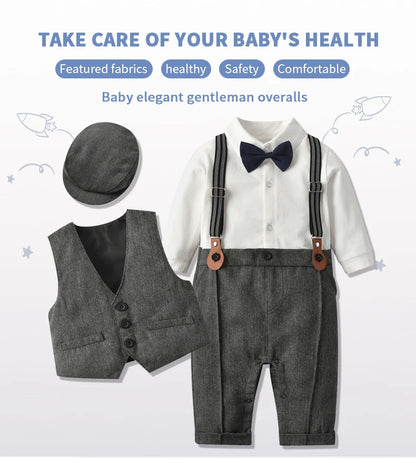 Baby Dapper Dude Formal 5 PC Pants Suit with Paperboy Cap