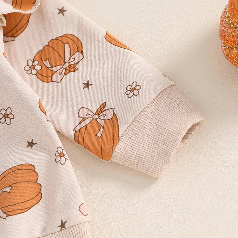 Pumpkin Princess Toddler Girls Long Sleeve Sweatshirt with Matching Pants Set