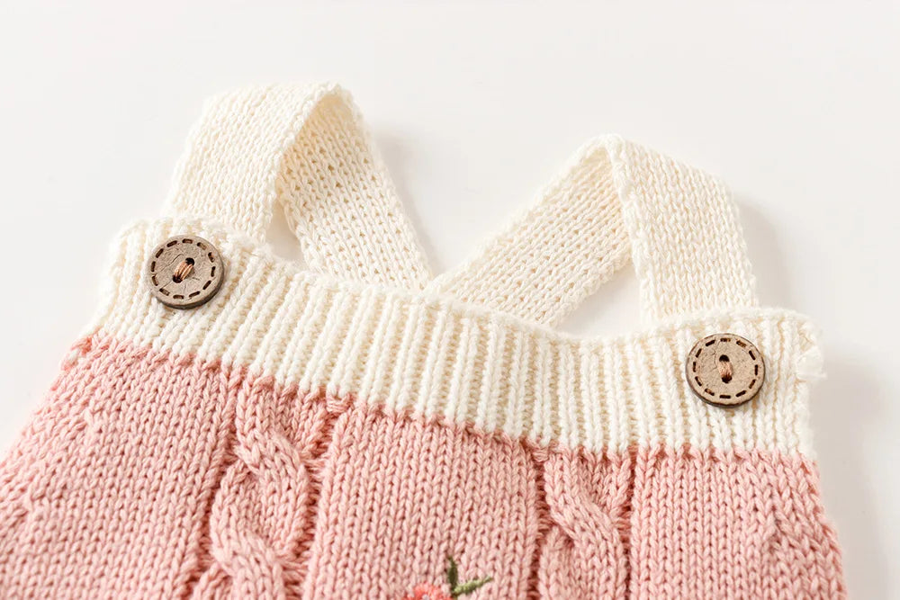 Baby Girl Romper Vintage Inspired Knitted Bodysuit