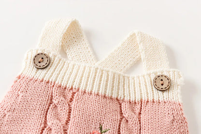 Baby Girl Romper Vintage Inspired Knitted Bodysuit
