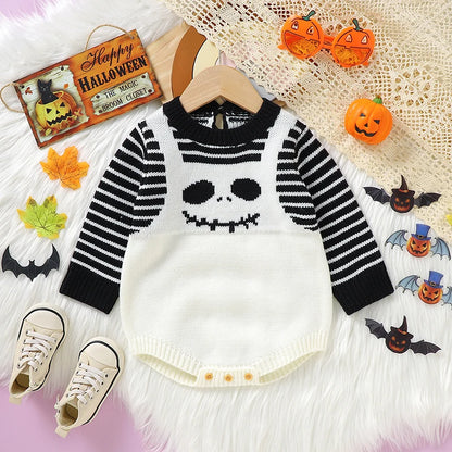 Halloween Baby Skellington Knitted Long Sleeve Onesie