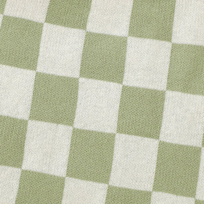 Baby Checkered Print Knitted Overall Sleeveless Onesie
