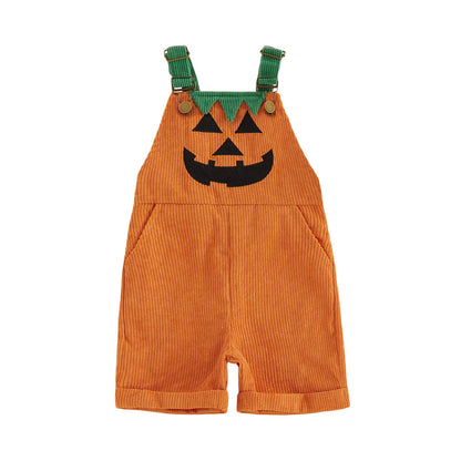 Toddler Boy Halloween Corduroy Overalls Shorts with Pockets
