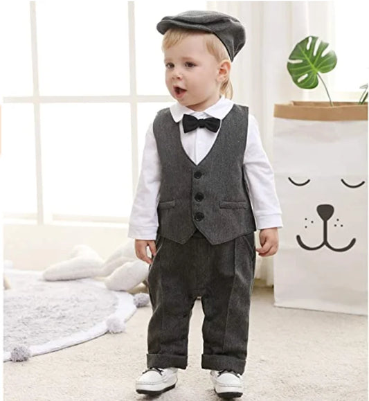 Baby Dapper Dude Formal 5 PC Pants Suit with Paperboy Cap