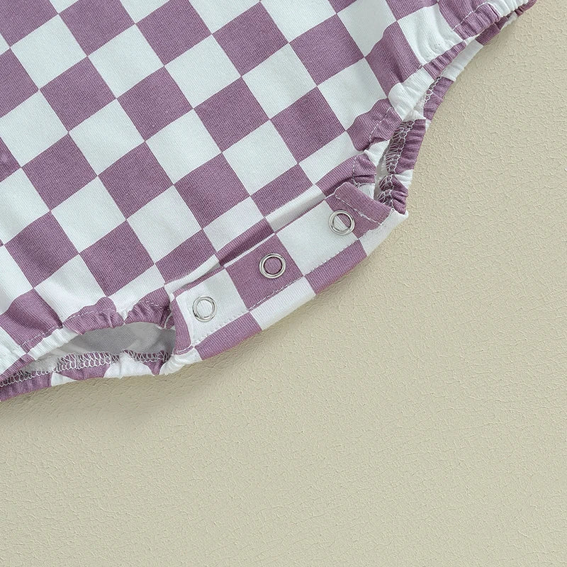 Baby Checkered Short Sleeve Onesie Unisex