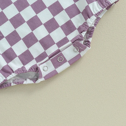 Baby Checkered Short Sleeve Onesie Unisex