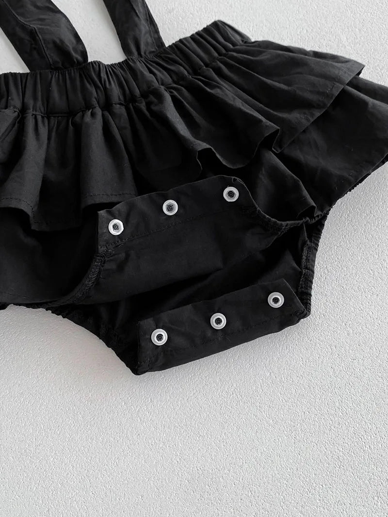 Baby Girl Knitted Lotus Leaf Collar Blouse and Ruffle Overalls Skirt 2PC Set