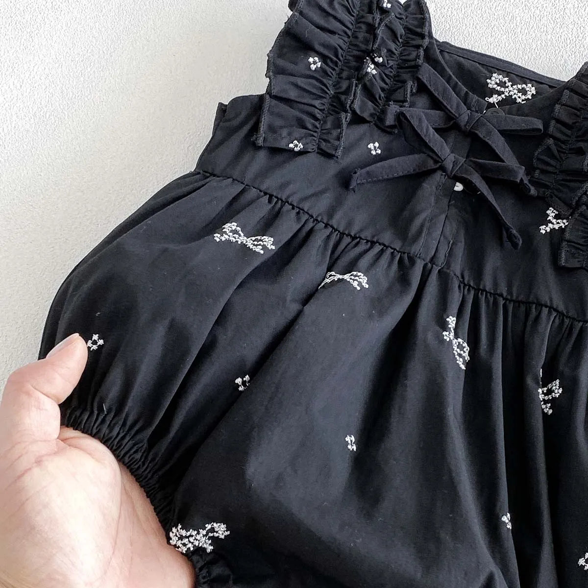 Baby Girl Bow Print Ruffle Jumpsuit